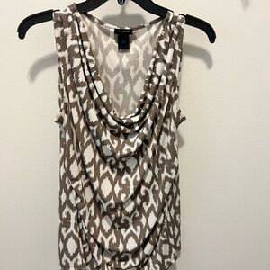 Ann Taylor Gray and Brown Draped Sleeveless Tank Top